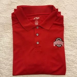 NWOT men’s Ohio State red P2 golf polo shirt with embroidered logo (2XL)